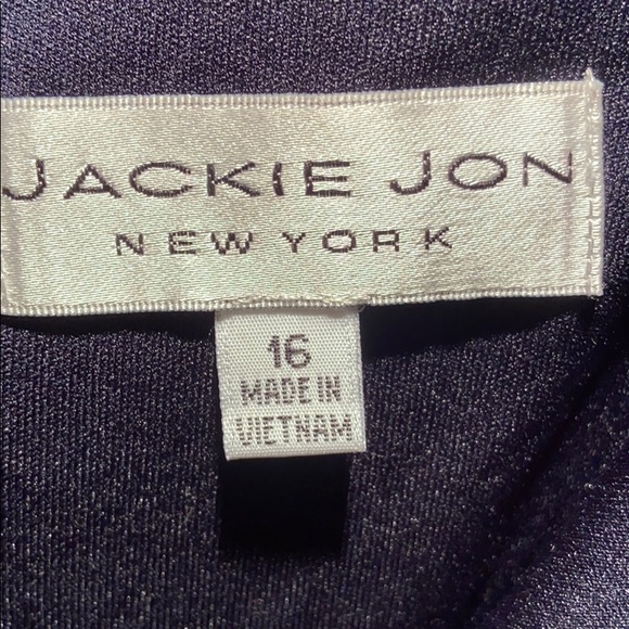 Jackie Jon Navy Stretch One Shoulder Dress Sz 16 - Picture 4 of 4